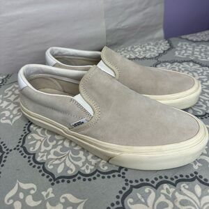 Vans 59 Pig Suede “Oatmeal/Snow White” Slip On Sneakers Sz 9